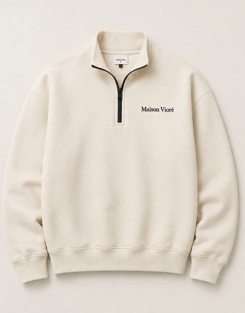 Signature Quarter-Zip in Crème — flat